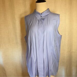 C.J. Banks Women's Periwinkle Sleeveless Button Down Blouse Neckline Details 16W